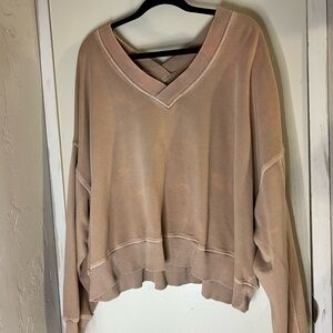 Aerie V-Neck Sweater in Tan